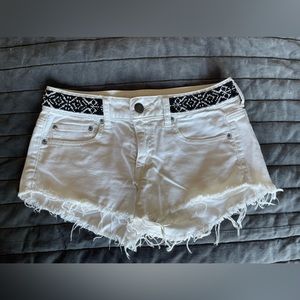 American Eagle White Beaded Denim Shorts, Size 4